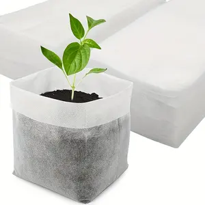 100pcs Non-Woven Fabric Plant Seedling Bags, Biodegradable Growing Pots, Transplanting Bags for Home Garden Use