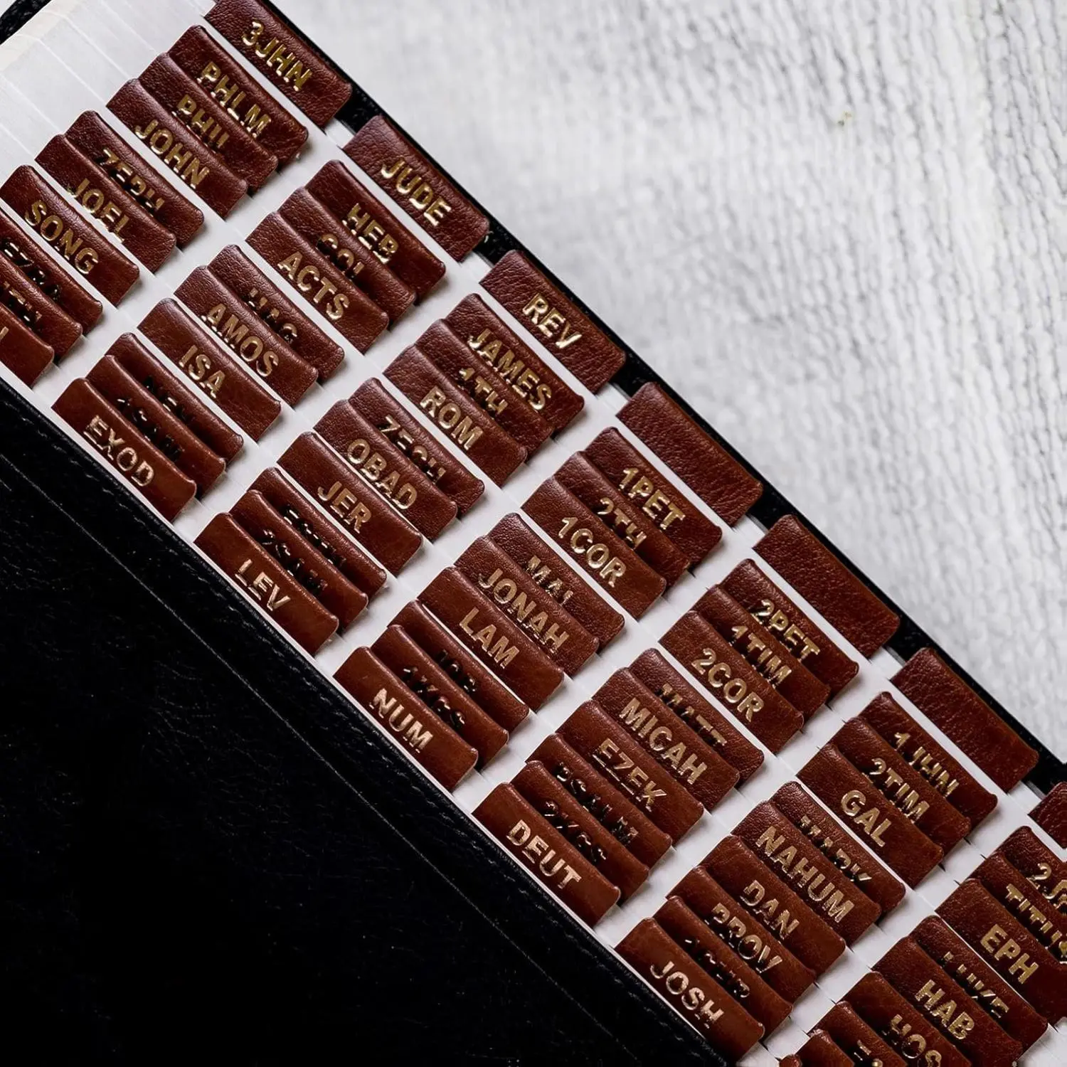 Leather Bible Tabs, Bible Tabs for Women and Men(Gold Foil Lettering) Large Print Stickers, Easy to Read and Apply, 80 Chapters Labels for Easy Navigation (Brown Small)