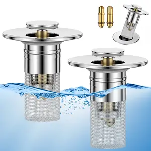 Pop Up Bathroom Sink Drain Strainer Hair Catcher, Sink Drain Stopper with Removable Stainless Steel Filter Basket, for US Universal Bathroom Kitchen Basin Sink Stopper Replacement,Christmas New Year Gift