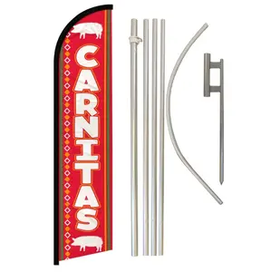 Windless Carnitas Banner & Steel-Aluminium Windless Banner Pole Set, 11.5x2.5 ft Complete Backdrop Kit for Home, Festive Party Supplies