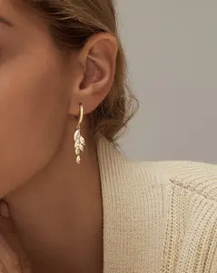 Dearmay Gold Hoop Earrings Set: Dainty Stud Earrings for Women Small Dangle Hoop Earrings Hypoallergenic Earring Stacks for Women Greenish Spring