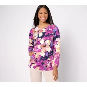 Sport Savvy All Day French Terry Floral Pocket Pullover