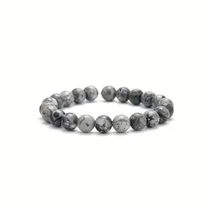 Natural Snowflake Obsidian Stretch Bracelet - 8mm Gemstone Bead Healing Bracelet  for Eliminate Negative Energy