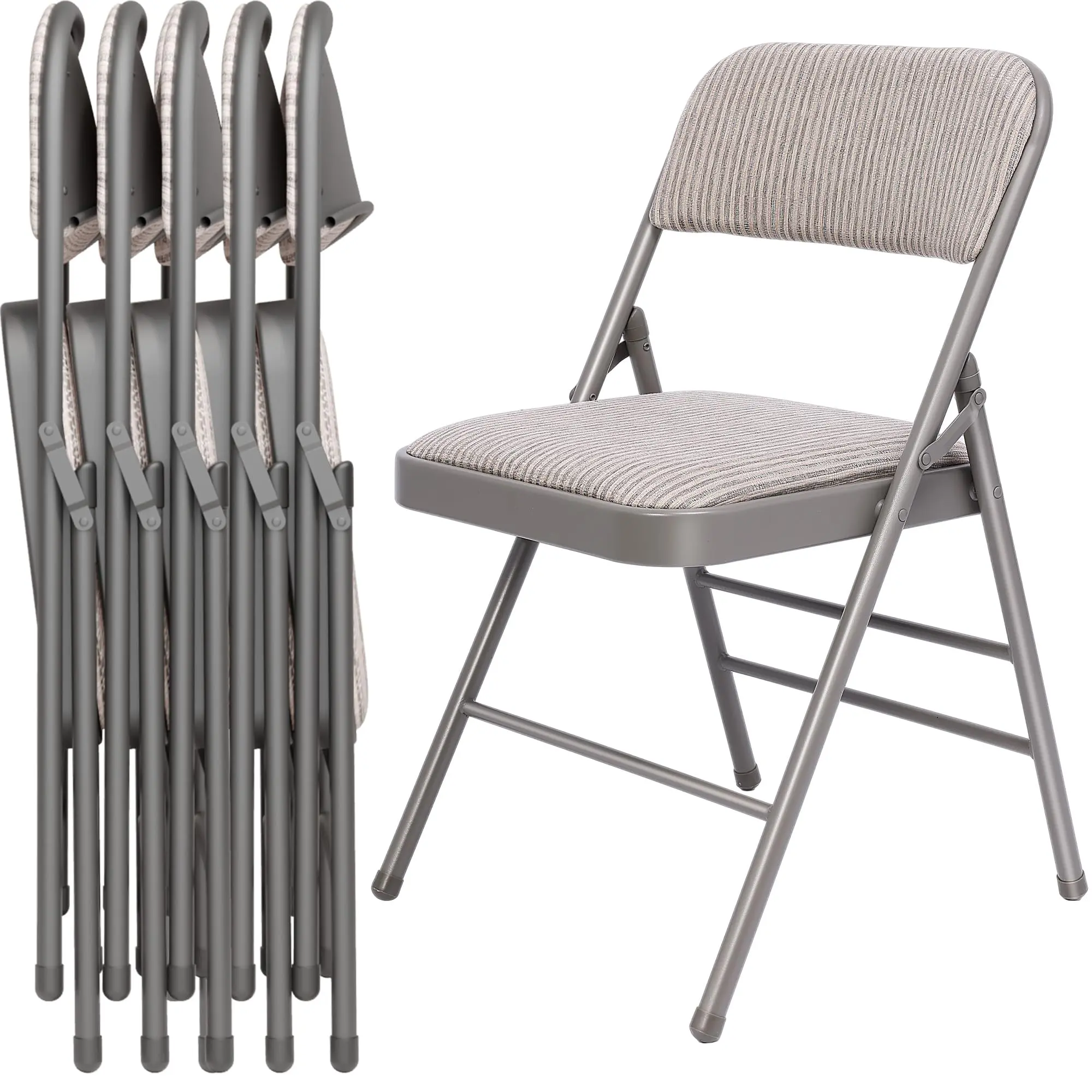 4 Pack Padded Folding Chairs with Steel Frame, Comfortable Cushion Seat, Lightweight Portable Chairs for Indoor & Outdoor, Home, Party and Events