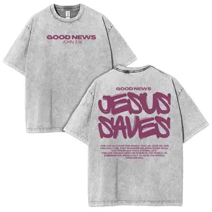 Jesus Saves Washed T-Shirt: Christian Streetwear, Oversized Fit