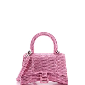 Pre-owned Balenciaga material Messenger Bags Hourglass Top Handle Bag Suede with Crystals XS by Rebag