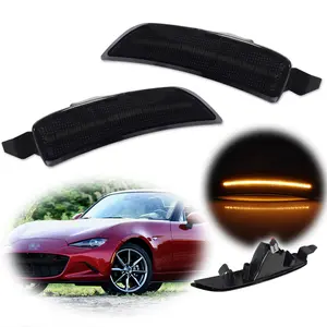 2pcs Smoked Amber LED Front Bumper Side Marker lamps Lights For 2016 2017 2018 2019 2020 2021 2022 2023 Mazda MX-5 Miata,Replace OEM NA1J-51-5F0B NA1J-51-5E0B, NA1J-51-5J0C NA1J-51-5H0C