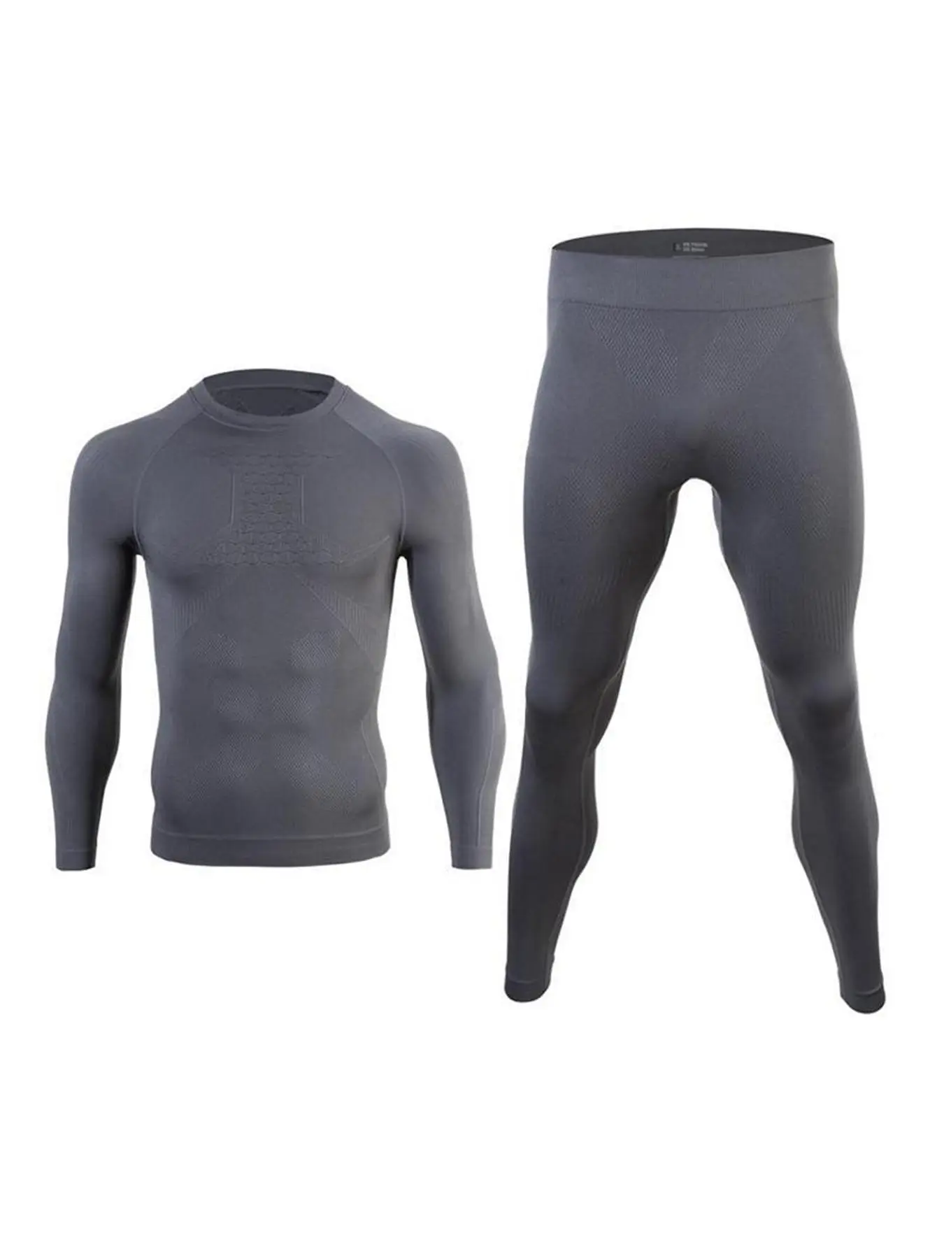 Men's Solid Long Sleeve Compression Top & Leggings Tracksuit Set, Tight-fitting Breathable Comfortable Sports Top & Pants, Men's Sportswear Set for Gym Workout Running