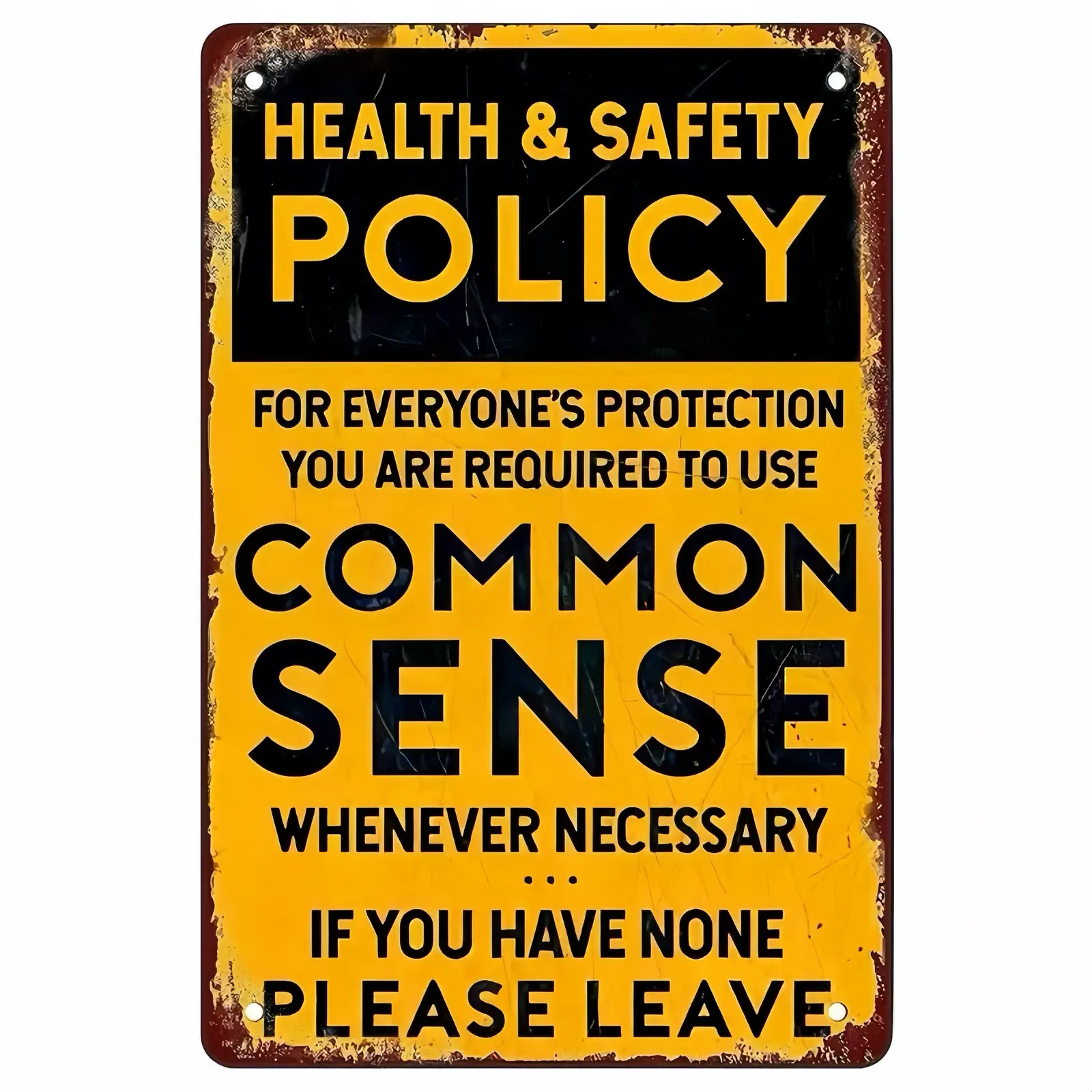 Industrial Metal Tin Sign - Common Sense Policy Grunge Decorative Plaque, 8x12 Inch Chic Home Business/Office Home Decor Signage, Vintage Retro Kitchen Wall Art Plaque Gift