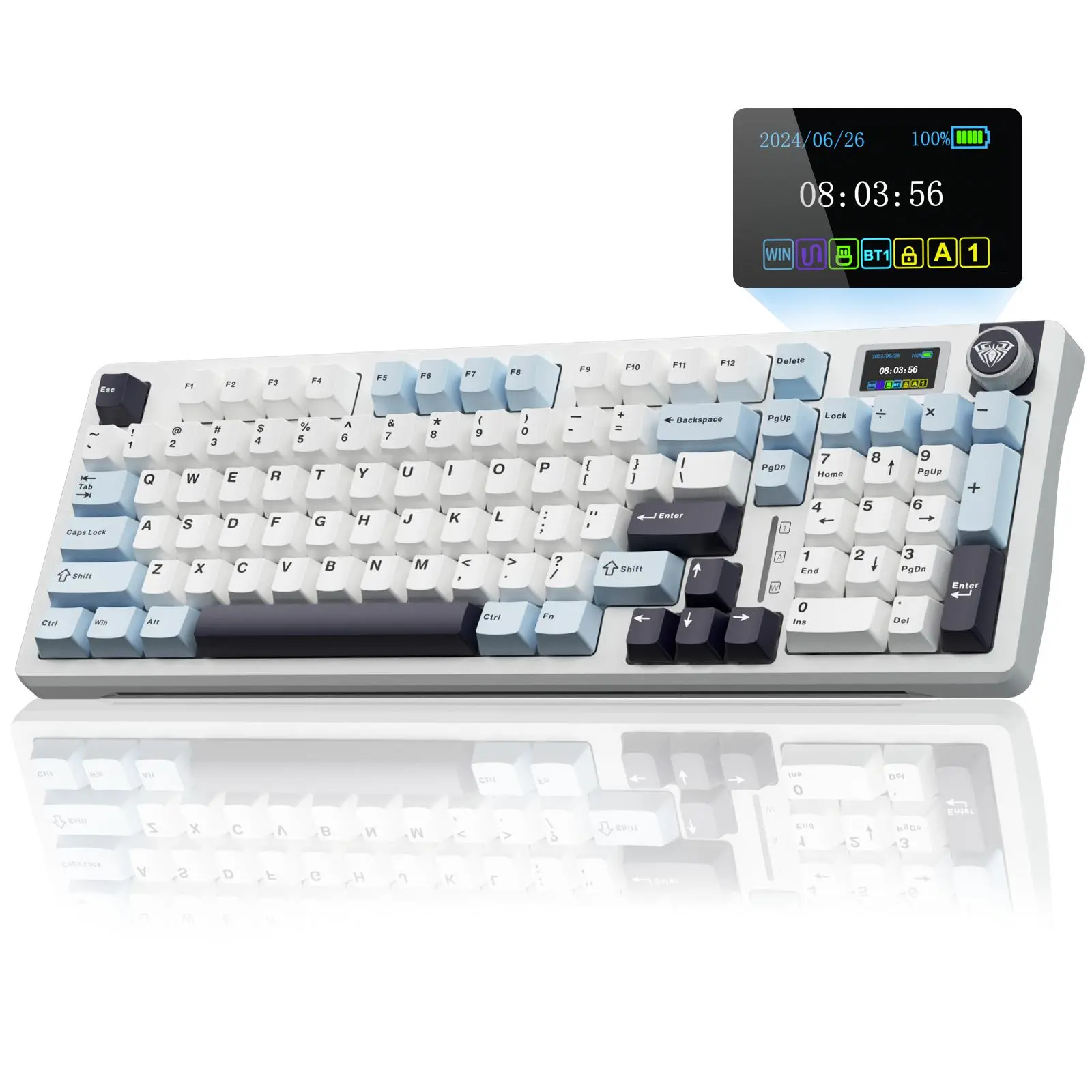 AULA S98 Pro Wireless Mechanical Gaming Keyboard, Tri-Mode BT5.0/USB-C/2.4GHz, Smart Screen & Knob, Creamy Gasket Structure, Pre-Lubed Linear Switches, Hot Swappable RGB Backlit, Fall Freshness TikTok Shop Fall Deals for You