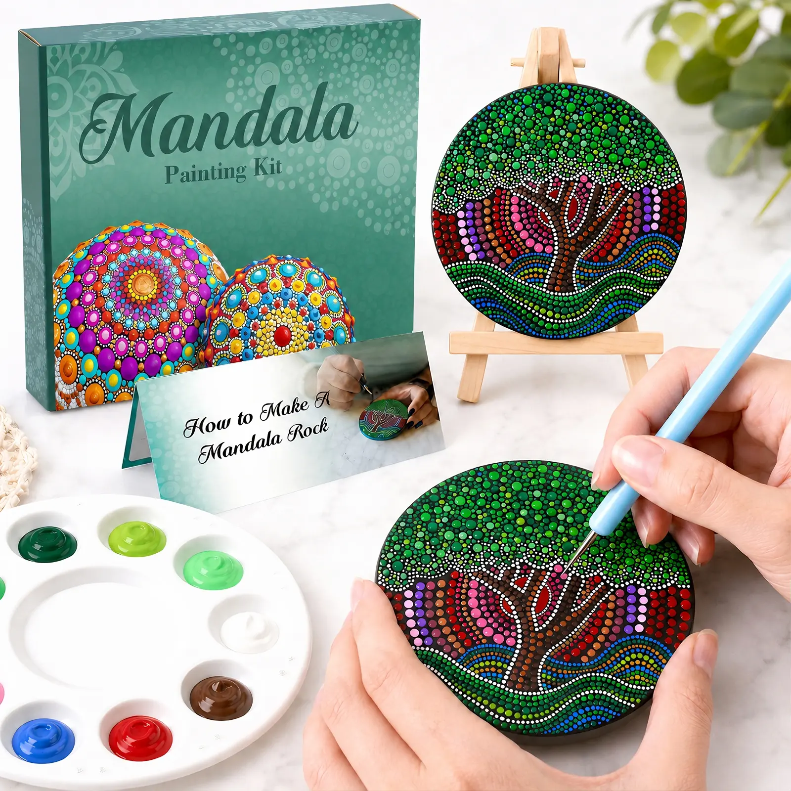78-Piece Mandala Dotting Art Kit - Stainless Steel High-Pigment Adult Arts & Crafts Supplies, Eco-Friendly DIY Set with Quick-Dry Acrylic Paints, Diamond Painting Tools, Designer Box & Paper Squishies for Relaxation Gift