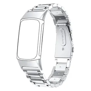 Metal strap compatible with Fitbit Charge 6/Charge 5 activity tracker, solid stainless steel women's and men's wristbands, metal watch chain strap, 6 metal stainless steel straps, 1 piece, Smartwatch Accessories