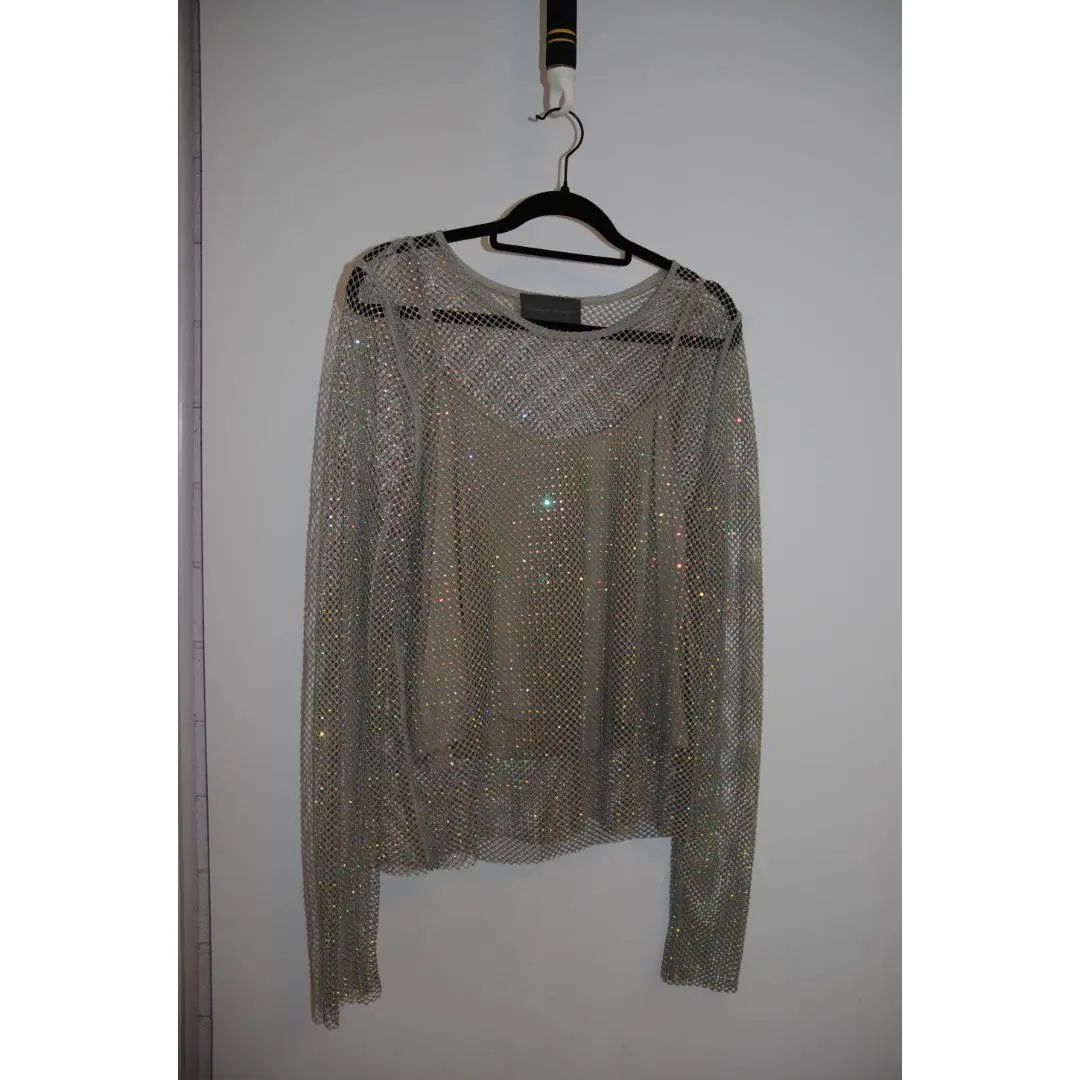 Sunday In Brooklyn Silvery Grey Mesh Top