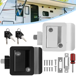 Black/White RV Paddle Door Lock & Deadbolt Set - Entry Door Latch Handle Knob for Camper Trailer New
