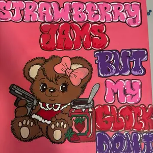 Strawberry Jams Themed 20x20in Acrylic Paint On Canvas Teddy Bear - Edgy Art Piece
