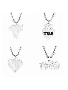 Rapper Wrld 999 Necklace Heart Letter Pendant Creative Streetwear Accessory, Minimalist Sweater Chain, Unisex Fall Winter Jewelry, Heart Design Necklace