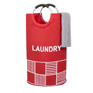 Laundry Basket with Padded Handles, Round Hamper for Various Room Types, Collapsible Clothes Bag, Laundry Basket Organizer