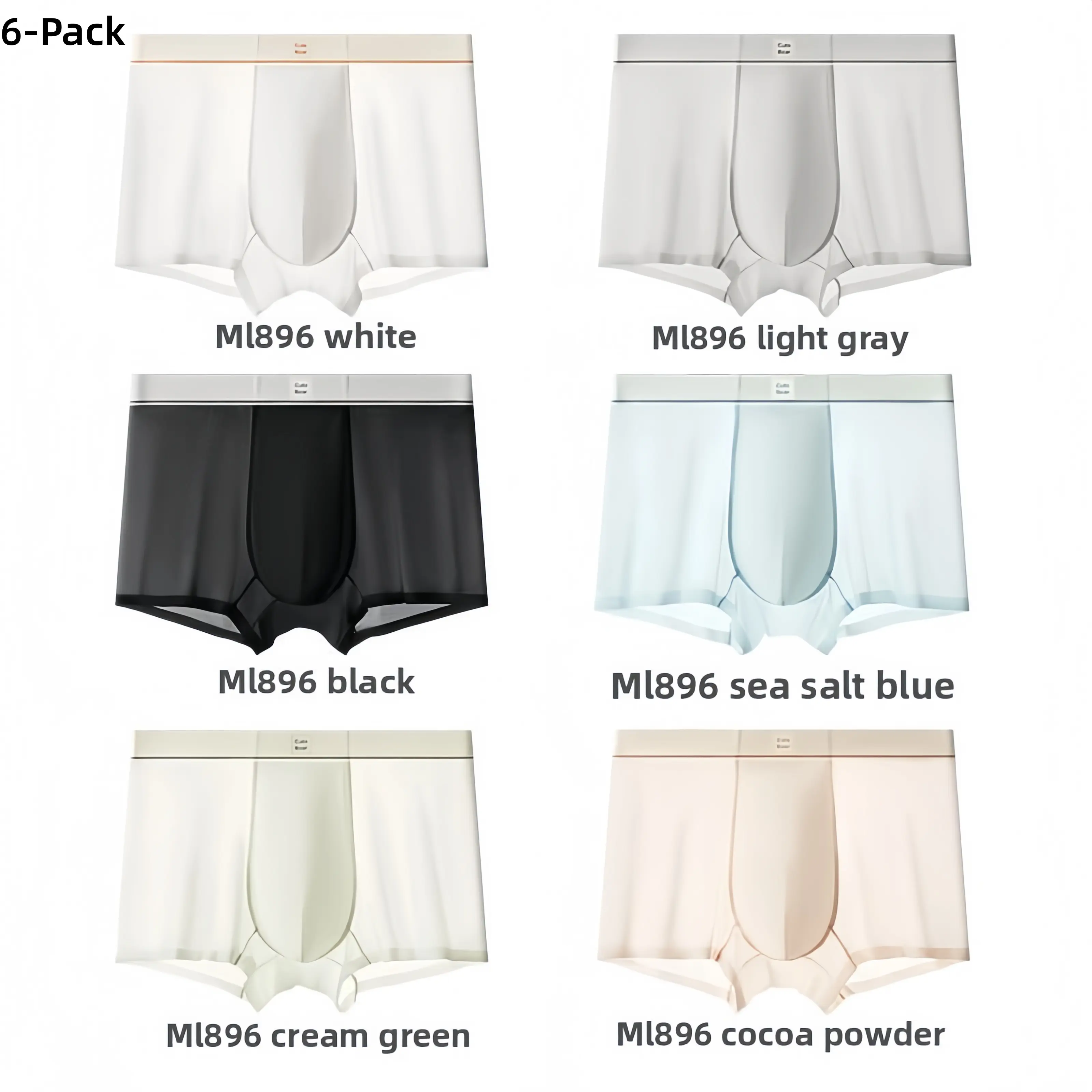Men's 6-Pack Silk Boxer Briefs (Boxers/Trunks) - Bacteriostatic, Breathable, Soft, Seamless, High-Stretch, No-Sweat, Irritation-Free Underwear with Elastic Band for Casual, Athletic Use
