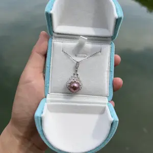 Drop pendant pearl necklace/fresh water pearl/Pearl Pendant with Chain/S925 Silver/Elegant Pearl Pendant