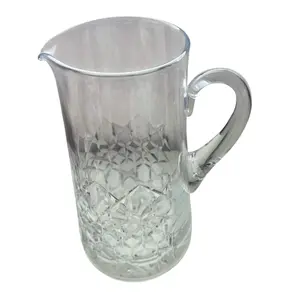 Vintage Crystal Pitcher Heavy Cut Glass Pitcher