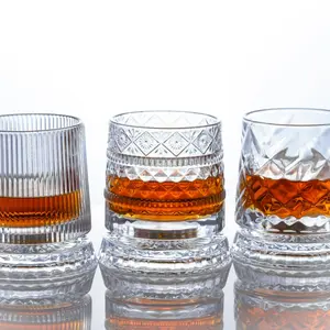 Rotating Whiskey Glass, 8.6 Ounce Rock Glass, for Scotch, Bourbon