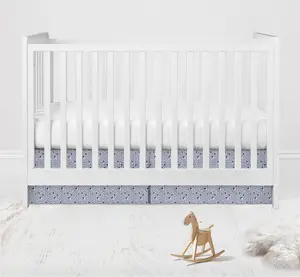 Bacati Tribal Noah Grid Crib Skirt Dust Ruffle - Navy