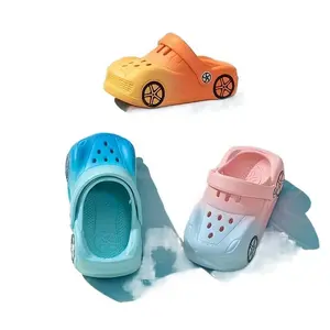 Kids Car Pattern Open Toed Sandals Anti Slip Breathable Lightweight Outdoor Slippers Slides