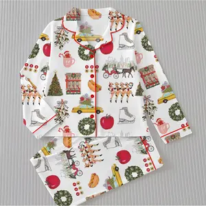 Christmas In New York Pajama Set, Christmas Sleepwear Gifts Nightwear Pajama Satin, In New York Nightwear Set for Her Pajama, Nighwear Set