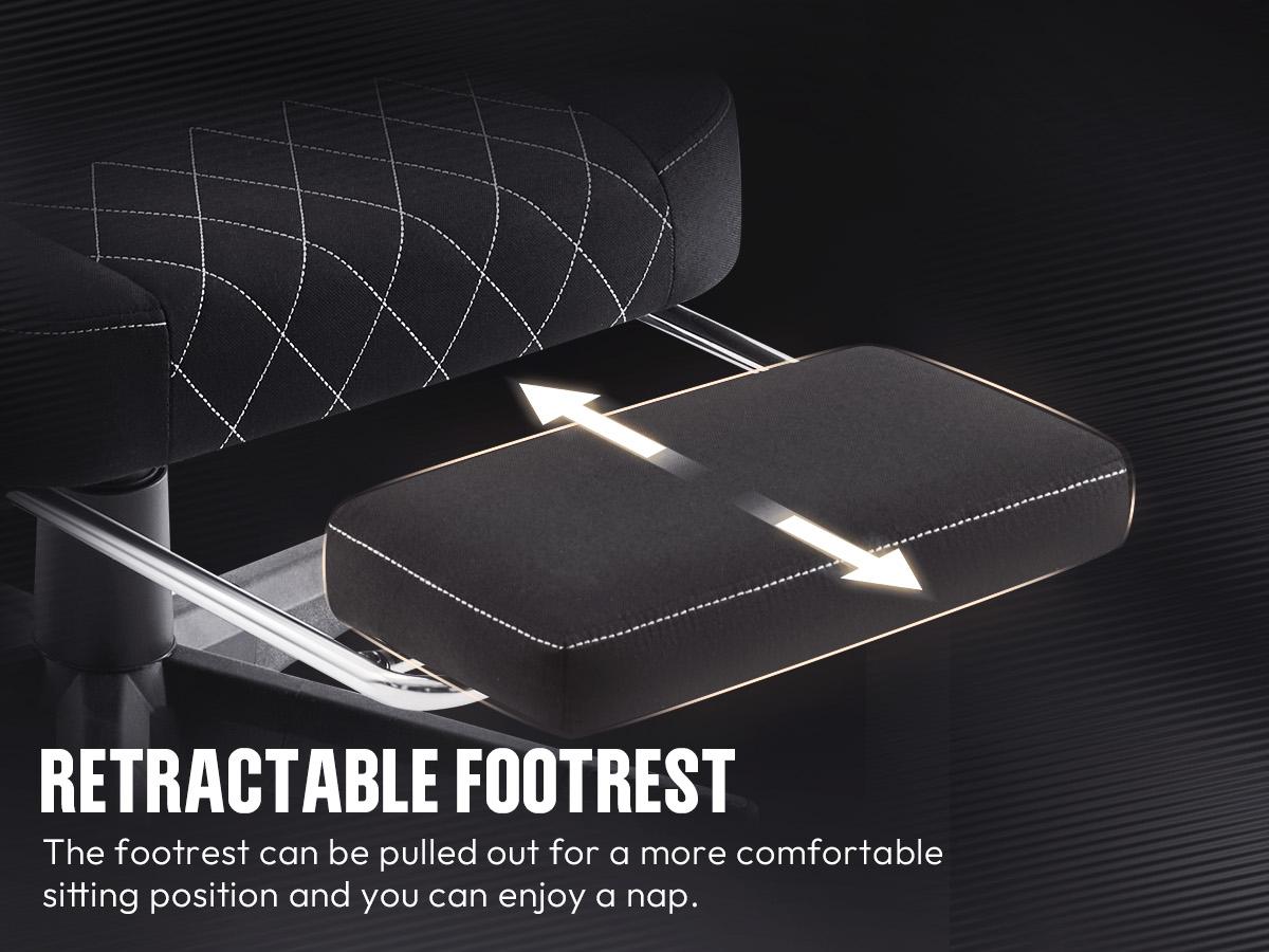 Dowinx Fabric Gaming Chair, Ergonomic Computer Chair with Footrest and Pocket Spring Cushion, Height Adjustable Video Gamer Chair with Lumbar Support for Adults