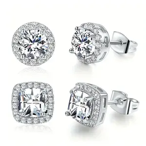 2026 New Arrival Must-Have Trend Alert | Unisex Soft-Needle S925 Sterling Silver Stud Earrings, 0.3/0.5/1/2ct Moissanite & Cubic Zirconia Simulated Diamond Fine Jewelry, Comes with Authenticity Certificate