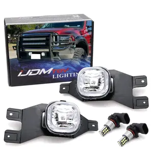 iJDMTOY Clear Lens Fog Light Kit w/ 9145 Xenon White 15-SMD LED Bulbs For 1999-2004 Ford F-250, 2001-2004 Ford F-350 F-450 F-550 Super Duty & Excursion