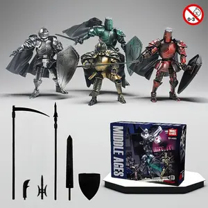Medieval Knight Armor Doll Model, Multi-Jointed Assembled Action Figure, Figures Set, Includes Expansion Weapon Bag and Display Stand, Figures Combo
