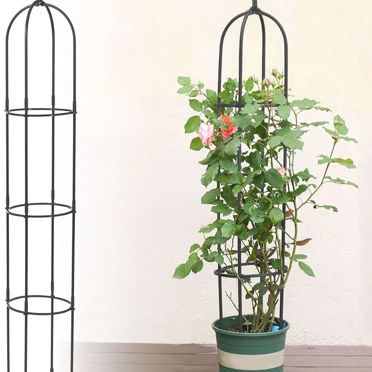 6 Feet Tall Garden Trellis for Climbing Plants, Kalolary Garden Tower Obelisk, Rustproof Metal Potted Plant Climbing Support, Indoor Outdoor, Garden Supplies, Plant Cages
