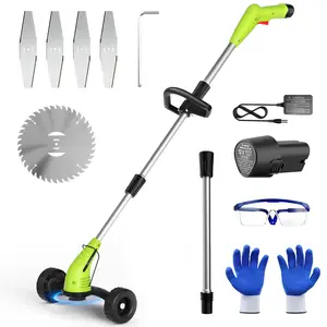 Gardenjoy 12V Cordless Grass Trimmer with 2 types of Metal Blades,Fast Charger,2000mAh Battery,Safety Lock,for Yard & Garden Maintenance,Lightweight & Quie