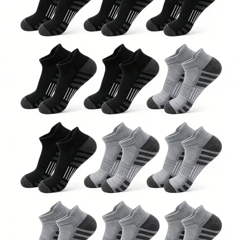 12 Pairs Summer Mesh Running Socks for Men, Breathable Low-Cut Sports Socks, Durable Ankle Socks for All Seasons, Activewear Socks
