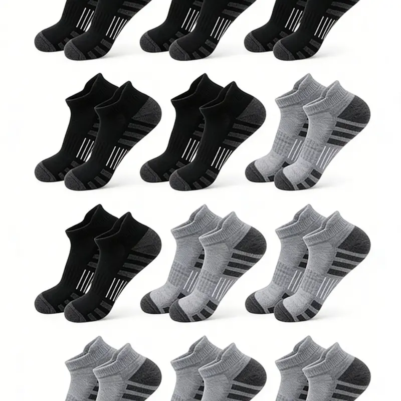 12 Pairs Summer Mesh Running Socks for Men, Breathable Low-Cut Sports Socks, Durable Ankle Socks for All Seasons, Activewear Socks