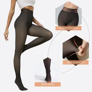 THE ORIGINAL! 4 SHADES ·SIZE XS -3XL Winter Comfort Fleece Lined Leggings in Various Colors with Close Fit and Look Like Pantyhose - Womenswear Basic Minimalist Tan