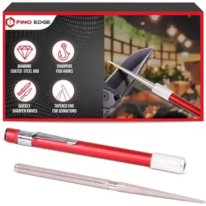 Serrated Knife Sharpener Rod - Retractable Diamond Sharpening Rod - Ultra Portable Diamond Knife Sharpener Rod - Mini Pocket Sharpener for Outdoor Hunting Fishing (FE-RDSR)