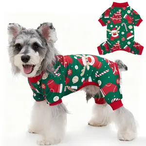XPUDAC Christmas Tree Pet Pajamas for Dogs & Cats, Cozy Warm Dralon Holiday Costume with Festive Snowflake Print, Universal XS-8XL Winter Pet Clothing