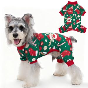 XPUDAC Christmas Tree Pet Pajamas for Dogs & Cats, Cozy Warm Dralon Holiday Costume with Festive Snowflake Print, Universal XS-8XL Winter Pet Clothing