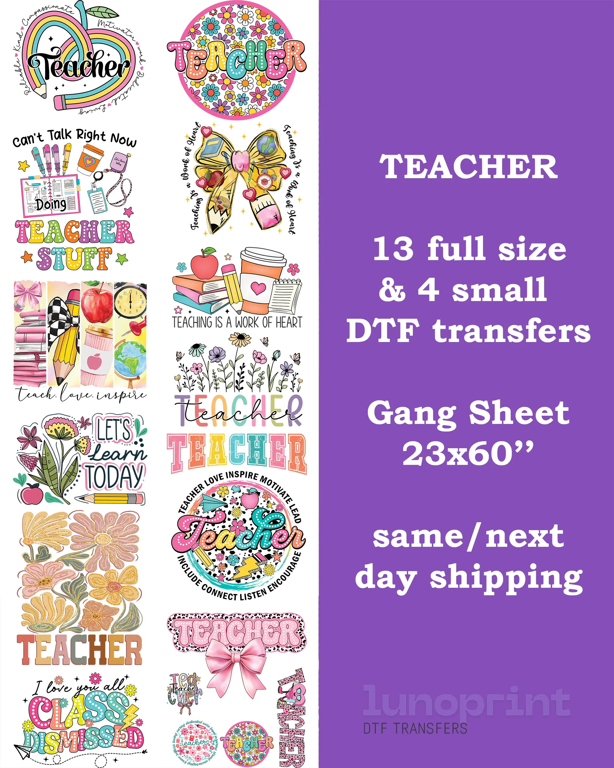 Teacher DTF Gang Sheet
