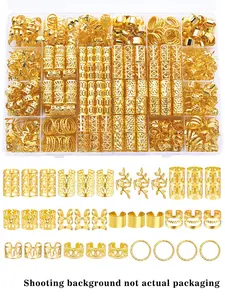 220pcs Multi-Shape Hair Rings Collection, Versatile Adjustable Alloy Hair Cuffs, Boho Hair Jewelry Accessories for Men & Women, Dreadlocks & Braids