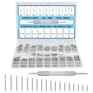 360Pcs 8-25mm Watch Band Pins 1.5mm Diameter Watch Band Spring Bar Link Pins with Strap Link Pin Remover Tool Watch Repair Kit for Most Kinds of Stainless Steel Watch
