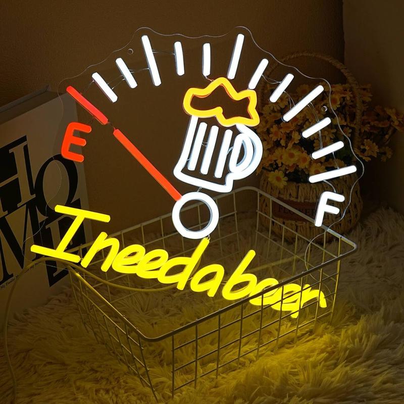 I Need A Beer Neon Sign for Wall Decor,  Beer Led Lights for Bedroom Led Signs Suitable for Bar Pub Recreation Room Game Room Windows Garage Sign Neon Light Man Cave Sign