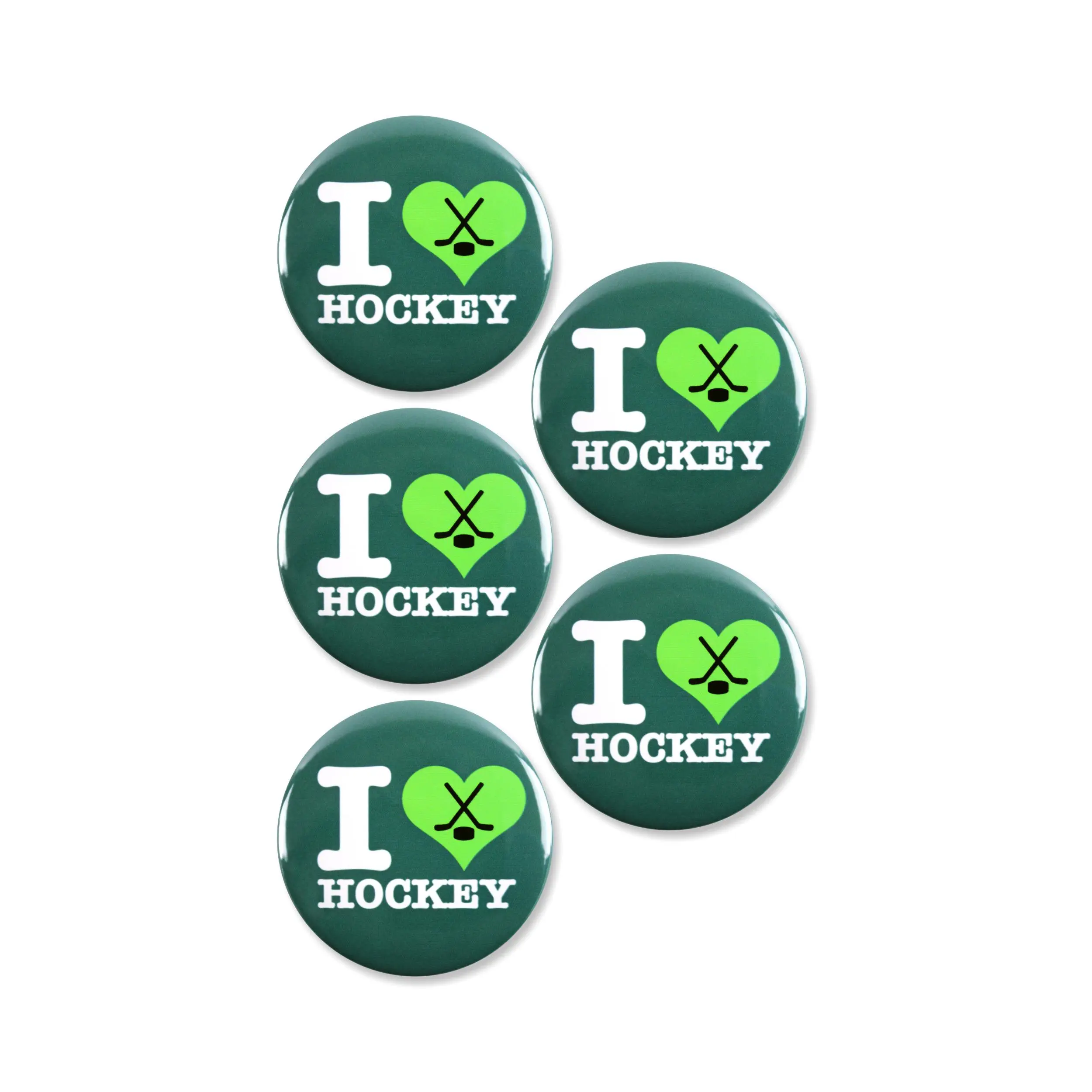 5 Pack - I "Heart" Love Hockey Team Pinback Buttons - 2.25 Inch