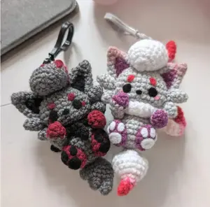 Handmade Crochet Hisuian Zorua Keychain - Cute Fox Amigurumi Bag Charm