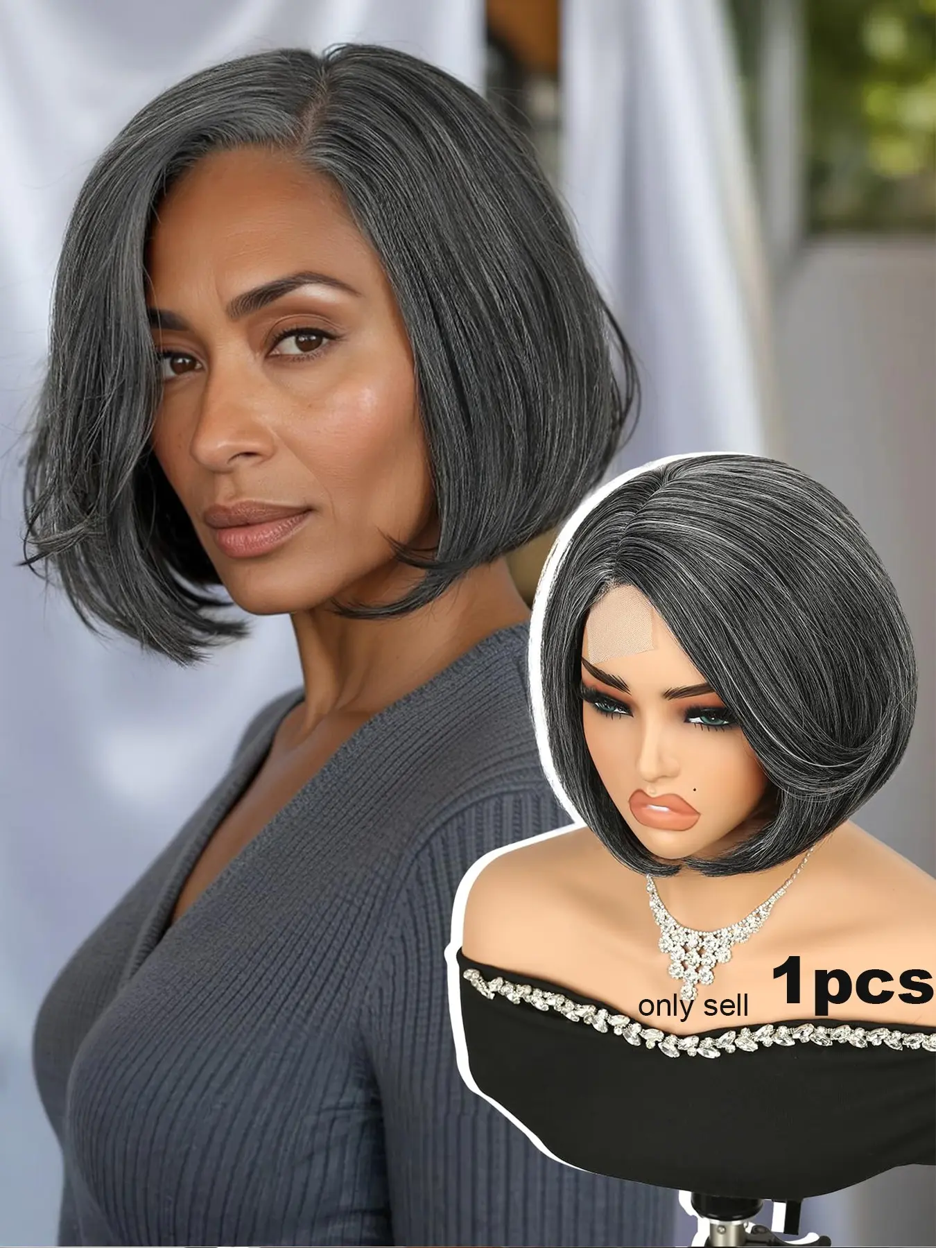Mixed Bob Wig, Side Part Short Straight Layered Bob Wigs for Women, Natural Hairline, Natural Looking Wig, Gluless Realistic Synthetic Fiber, Glueless Wig, Daily Party Use, Glueless Wear Wig