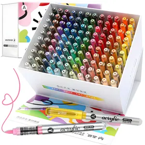 Acrylic Paint Markers Set, Brush Tip, Automatic Ink Control Acrylic Paint Pens for Artist Adults Coloring Drawing Cartoon Anime Comic, Waterproof Acrylic Brush Marker for Canvas, Wood, Stone, DIY Crafts
