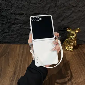 New Simple Solid Color Skin-Friendly Hinge All-Inclusive Protective Case for Samsung Z Flip7, Shockproof with Lanyard Foldable Screen Cover for Z Flip6