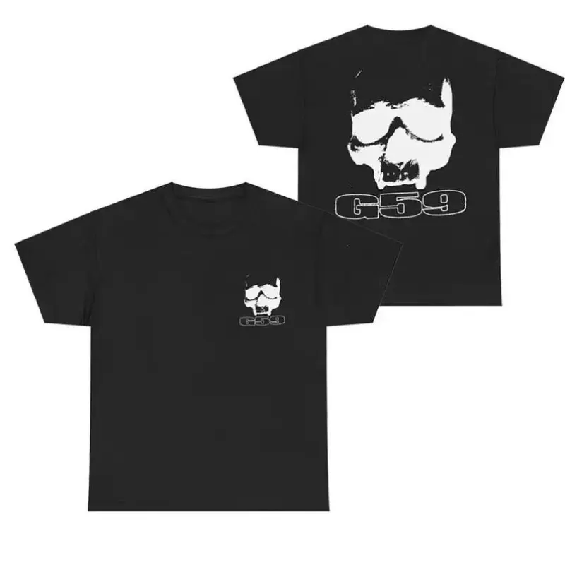 G59 men's and women's patterned T-shirt, fun street style cotton T-shirt, black casual loose top, fashionable unisex patterned top, comfortable for daily wear, a perfect gift for friends on Halloween and Christmas